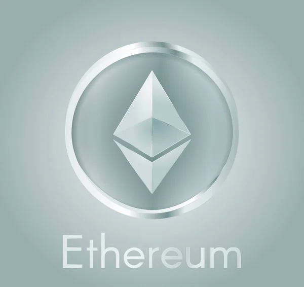 Cryptocurrency para Ethereum (Eth) gerçekçi metal koyu mavi gümüş tasarımı ile. Elektronik para, iş ve Finans hakkında arka plan. Vektör Eps 10 çizim.