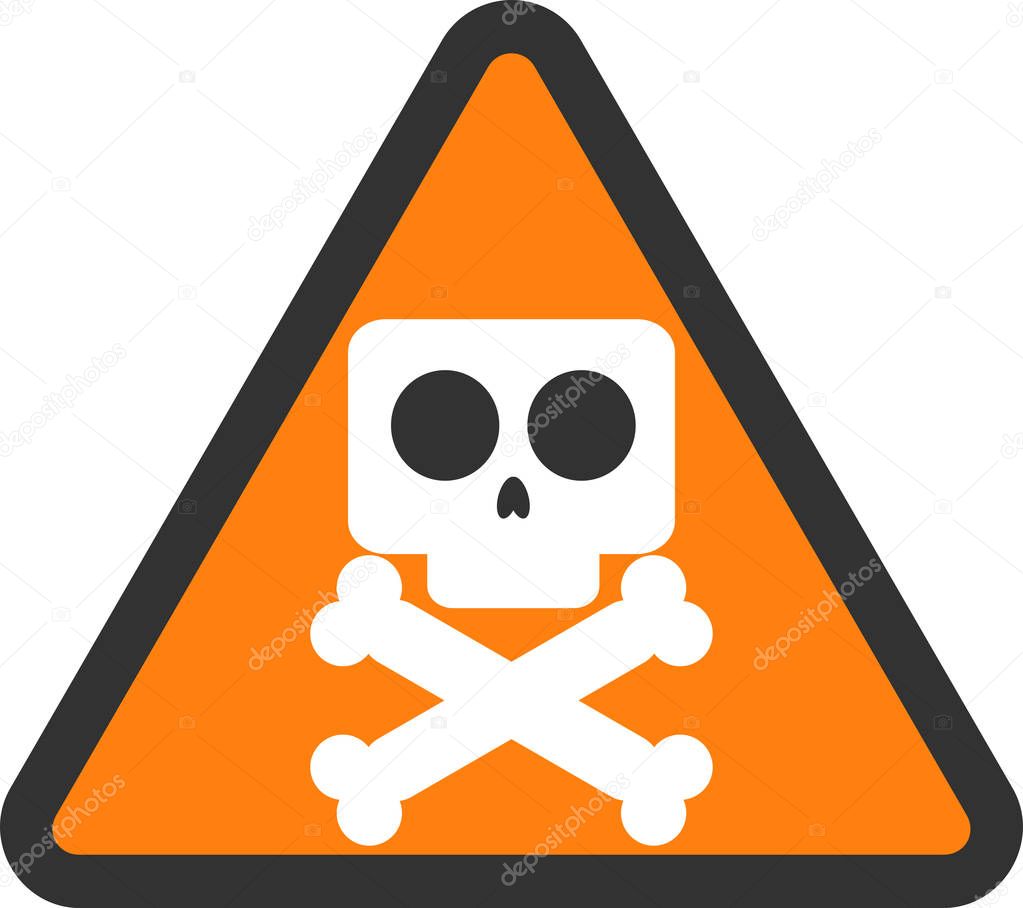 Danger. Warning you about harmful activities or dangerous area. A skull with bones in front of a orange triangle. EPS 10 Illustration Vector.