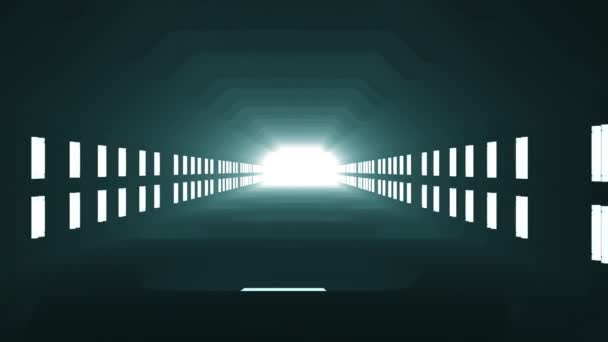 Futurystyczna Latanie w tunelu z dymem na ziemi — Wideo stockowe