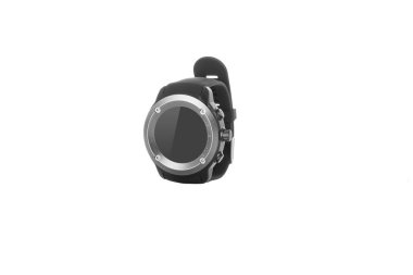 İzole akıllı izle, beyaz arka planda siyah modern akıllı izle