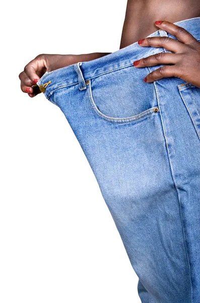 African woman weight loss — Stock Photo, Image