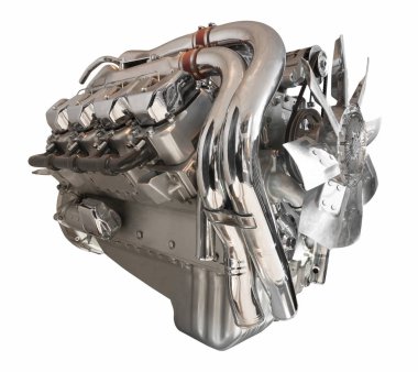 Otobüs, kamyon motor üzerinde beyaz izole