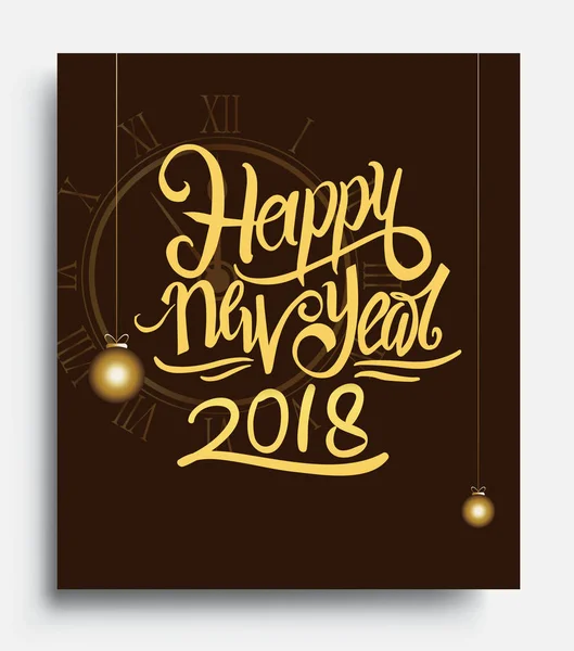 Szczęśliwy Nowy Rok 2018 Karty Golden Tekst Czarnym Tle Elementy — Wektor stockowy