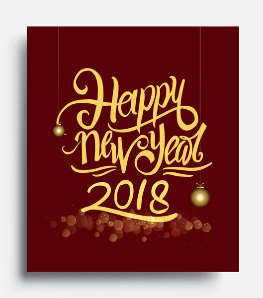 Feliz Año Nuevo Tarjeta Vacaciones Números Dorados 2018 Sobre Fondo — Vector de stock