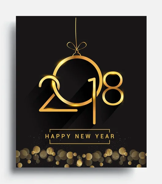 Feliz Ano Novo 2018 Cartão Com Texto Dourado Sobre Fundo — Vetor de Stock