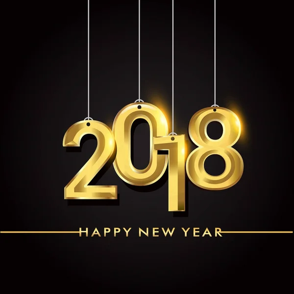 Tarjeta Feliz Año Nuevo 2018 Con Texto Dorado Sobre Fondo — Vector de stock