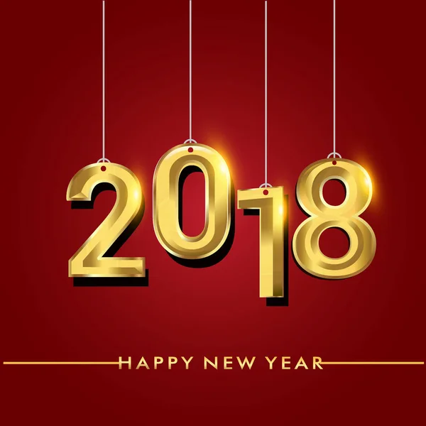 Feliz Año Nuevo Tarjeta Vacaciones Números Dorados 2018 Sobre Fondo — Vector de stock