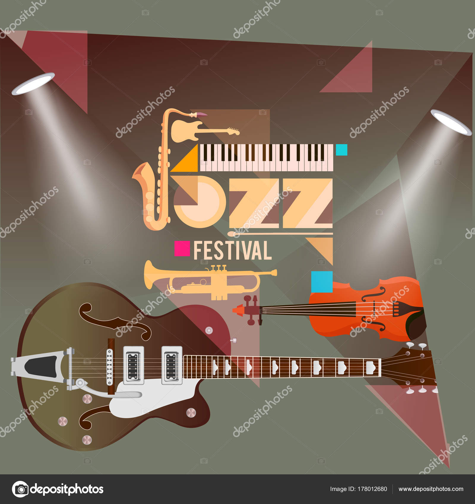 Cartaz Futurista Do Projeto Do Sumário Da Música Jazz E Do Festival Moderno  Da Dança Com O Jogador De Saxofone Do Músico No Fundo Preto. Ilustraciones  svg, vectoriales, clip art vectorizado libre