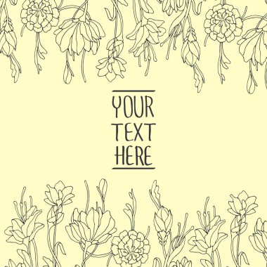 Renkli vektör çizim çiçek kenarlık ve metin için yer ile