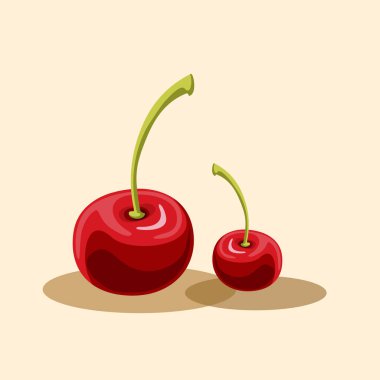 Renkli vektör çizim ile çizilmiş meyve ver. Kartları, Web siteleri, Davetiyeler, posterler ve t-shirtler için tasarlanmış kiraz