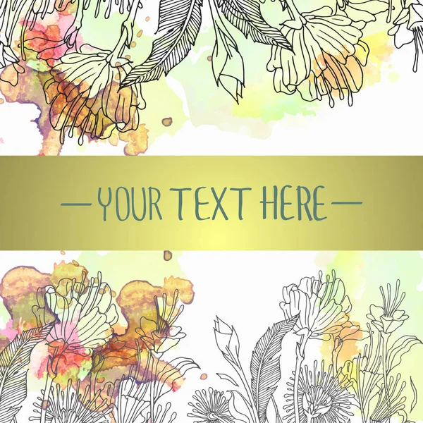 Colorful Vector Illustration Flowers Border Place Text — Stock Vector