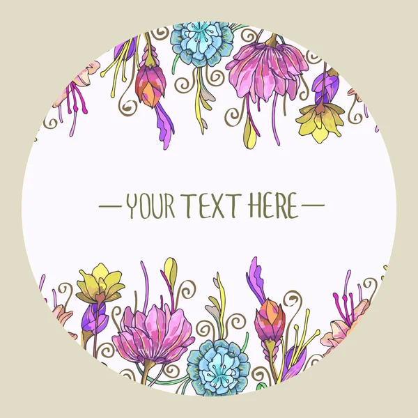 Colorful Vector Illustration Flowers Border Place Text — Stock Vector