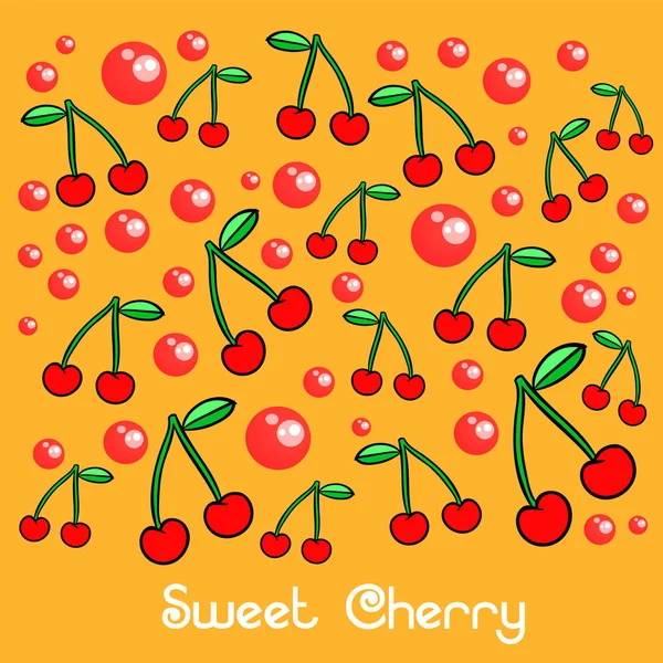 Colorful Vector Illustration Hand Drawn Fruits Cherries Designed Cards Websites — Stock Vector