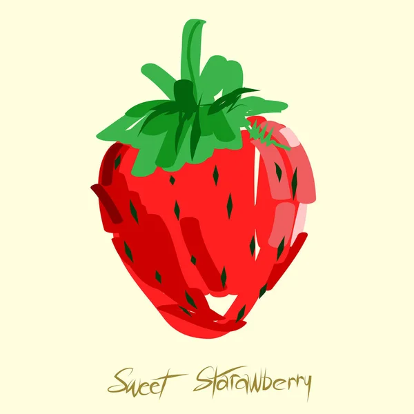 Ilustración Vectorial Colorida Con Fruta Dibujada Mano Fresa Diseñada Para — Vector de stock