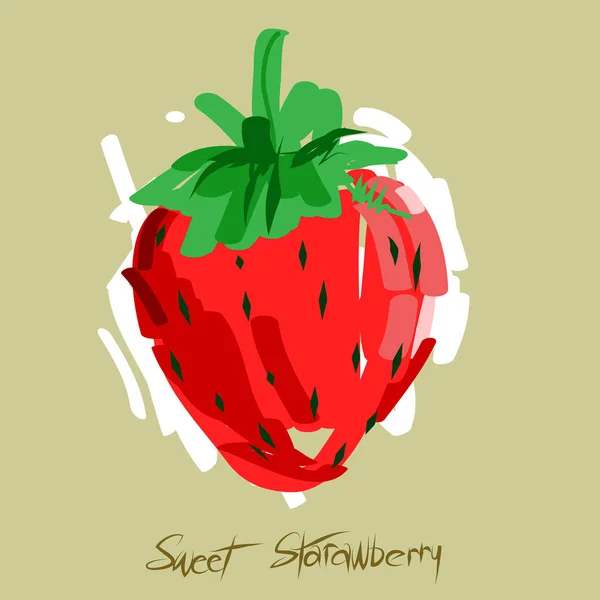 彩色矢量插画手绘水果 为卡片 海报和 Shirts 设计的草莓 — 图库矢量图片