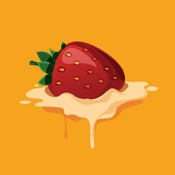 Illustration Vectorielle Colorée Avec Des Fruits Dessinés Main Fraise Conçue — Image vectorielle