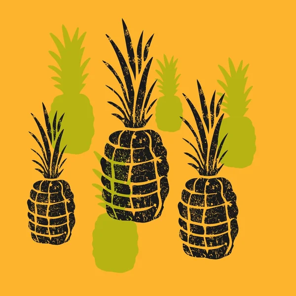 Ilustração Vetorial Colorida Com Frutos Desenhados Mão Abacaxis Concebidos Para — Vetor de Stock