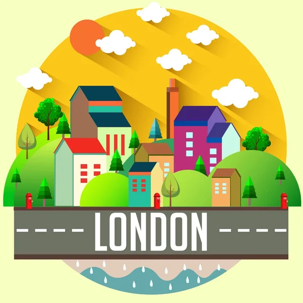 都市の建物 本文ロンドンでカラフルなベクトル図 — ストックベクタ