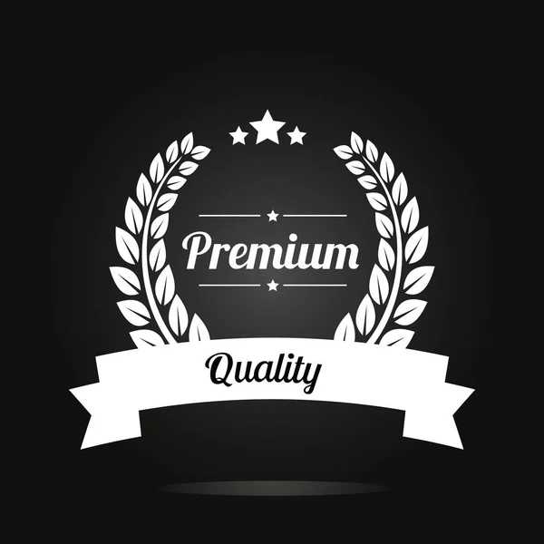 Qualità Premium Garantita Etichetta Argento Con Ghirlanda Foglie Illustrazione Vettoriale — Vettoriale Stock