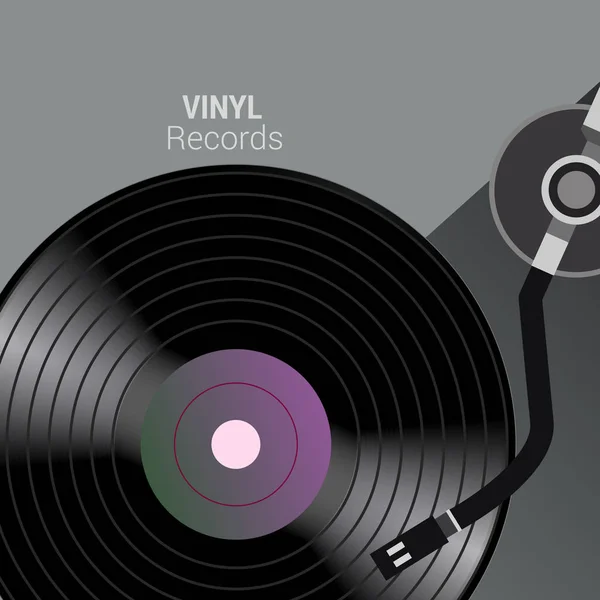ビンテージ ビニール音楽板とテキスト レコードとカラフルなベクトル図 — ストックベクタ