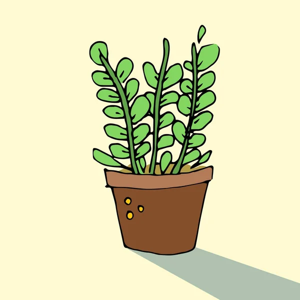 Schattig Hand Getekend Vector Cactus Pot Vectorillustratie — Stockvector