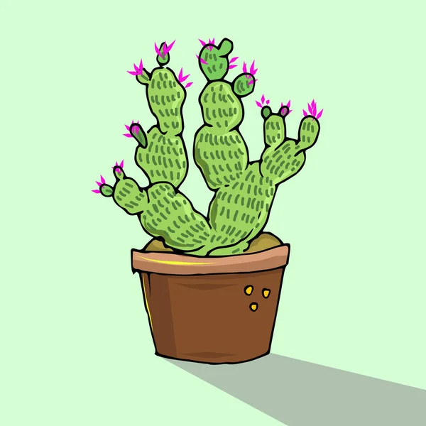 Mignon Cactus Vectoriel Dessiné Main Dans Pot Illustration Vectorielle — Image vectorielle