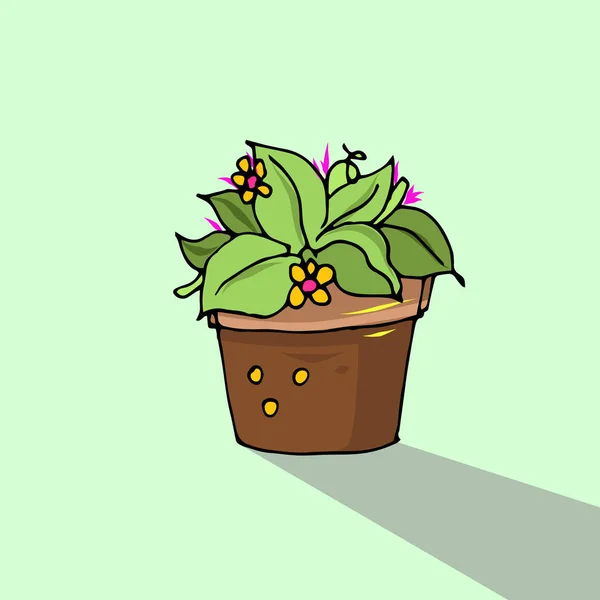 Carino Cactus Vettore Disegnato Mano Nel Piatto Illustrazione Vettoriale — Vettoriale Stock