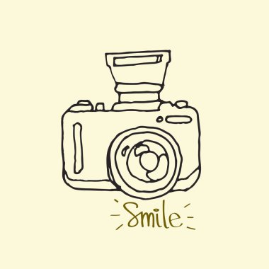 Fotoğraf kamera simgesi - elle çizilmiş vektör - vektör çizim doodles.