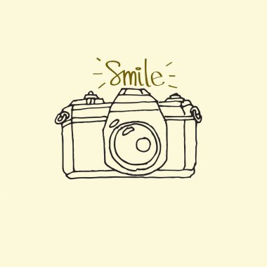 Fotoğraf kamera simgesi - elle çizilmiş vektör - vektör çizim doodles.