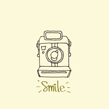Fotoğraf kamera simgesi - elle çizilmiş vektör - vektör çizim doodles.