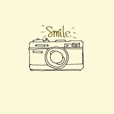 Fotoğraf kamera simgesi - elle çizilmiş vektör - vektör çizim doodles.