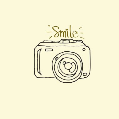 Fotoğraf kamera simgesi - elle çizilmiş vektör - vektör çizim doodles.