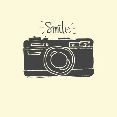 Fotoğraf kamera simgesi - elle çizilmiş vektör - vektör çizim doodles.