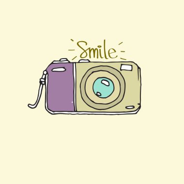 Fotoğraf kamera simgesi - elle çizilmiş vektör - vektör çizim doodles.