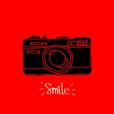 Fotoğraf kamera simgesi - elle çizilmiş vektör - vektör çizim doodles.