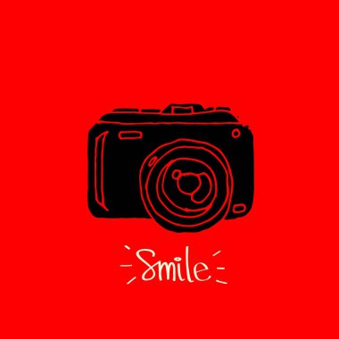 Fotoğraf kamera simgesi - elle çizilmiş vektör - vektör çizim doodles.