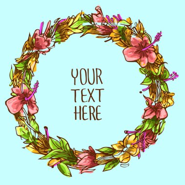 Süs flora dekorlar daireler. Daire flora desen. elle çizilmiş. arka plan vektör çizim.