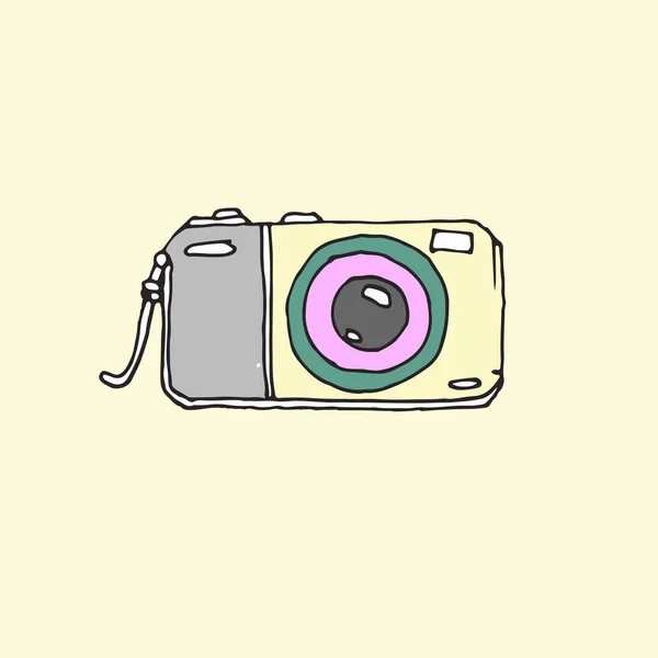 Иконка Фотокамеры Вектор Рисунка Вручную Векторная Иллюстрация — стоковый вектор