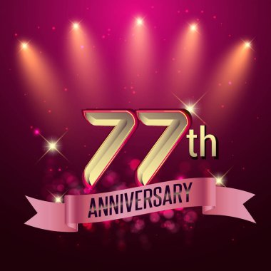 77 yıldönümü, parti poster, afiş veya davet - parlayan öğe arka plan. Vektör çizim.