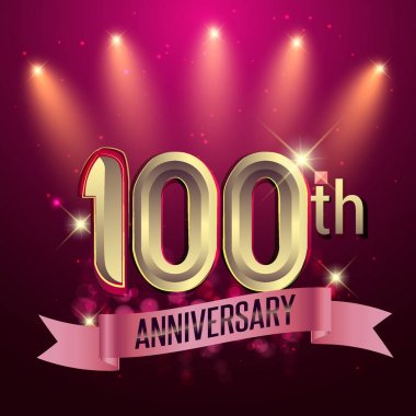 100 yıldönümü, parti poster, afiş veya davet - parlayan öğe arka plan. Vektör çizim.