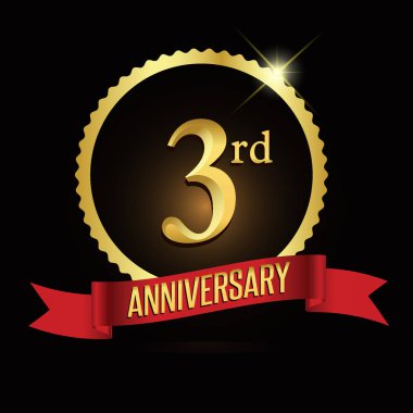3 yıldönümü çelenk şerit logosu, geometrik arka plan