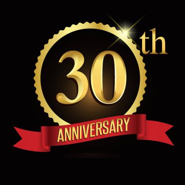 30th yıldönümü çelenk şerit logosu, geometrik arka plan