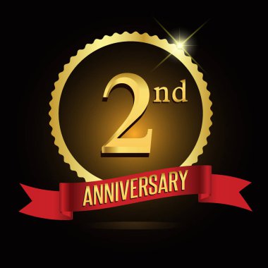 2 yıldönümü çelenk şerit logosu, geometrik arka plan