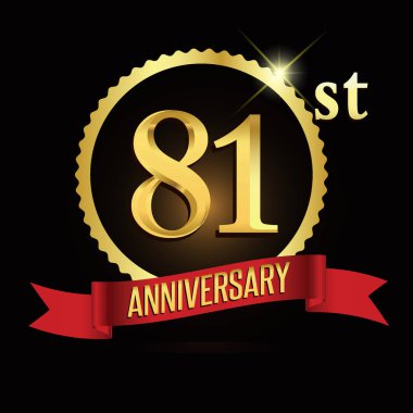 81 yıldönümü çelenk şerit logosu, geometrik arka plan