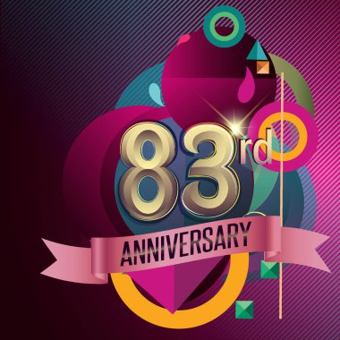 83 yıldönümü çelenk şerit logosu, geometrik arka plan