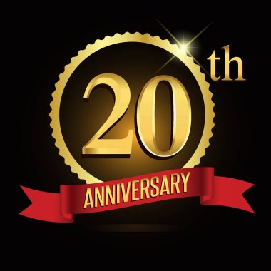 20th yıldönümü çelenk şerit logosu, geometrik arka plan