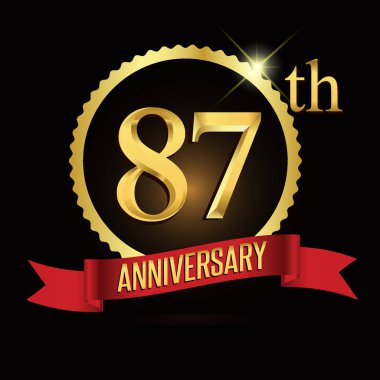 87 yıldönümü çelenk şerit logosu, geometrik arka plan