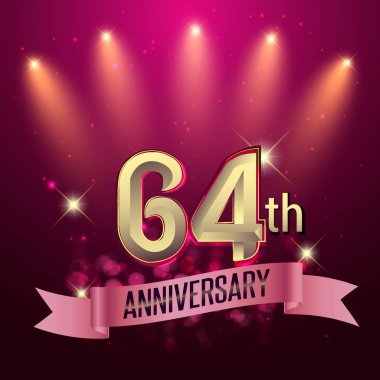 64 yıl dönümü, parti poster, afiş veya davet - parlayan öğe arka plan. Vektör çizim.