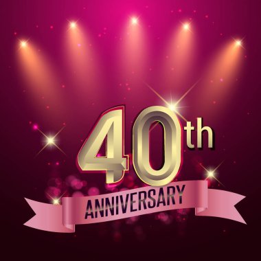 40 yıldönümü, parti poster, afiş veya davet - parlayan öğe arka plan. Vektör çizim.