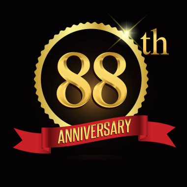 88 yıl dönümü çelenk şerit logosu, geometrik arka plan